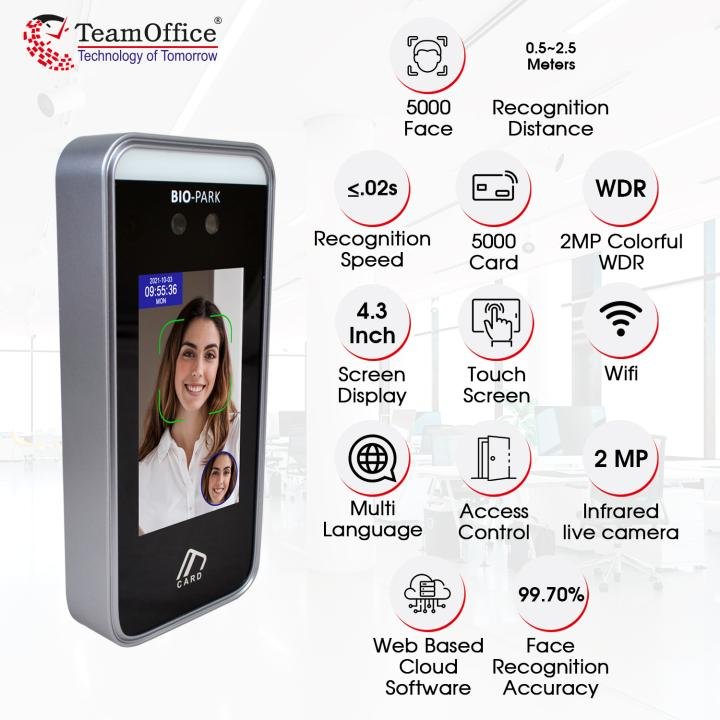 Bio-Park D01 Ai Based Dynamic Face Recogntion Attendance Device